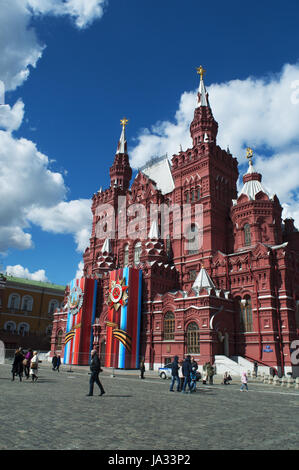 the State Historical Museum, with a huge collection covering the whole Russian empire from the Stone Age housed in a iconic 19th century red building Stock Photo