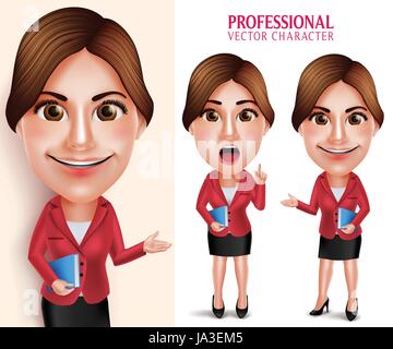 Set of Good Looking Professional School Teacher Vector Character Smiling Holding Books while Talking Isolated in White Background. Vector Illustartion Stock Vector