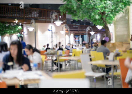 blurry food court at supermarket/mall for background Stock Photo