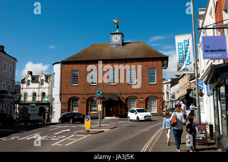 High Street and the Old Town Hall, Buckingham, Buckinghamshire, England, UK Stock Photo