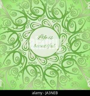 Ornamental bright card Life is beautiful Stock Vector