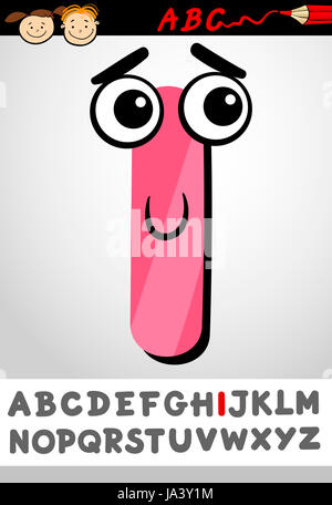 Cartoon Illustration of Cute Capital Letter I from Alphabet for Children Education Stock Photo