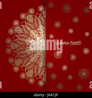 The template for greeting card in red and gold Stock Vector