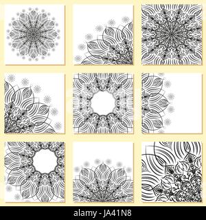 Vector set of the templates with mandala Stock Vector
