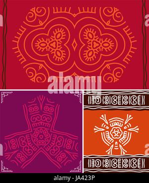 Folk, Tribal Design, Motif, Wall Painting Vector Art Stock Vector