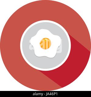 vector illustration of fried egg on plate flat icon Stock Vector