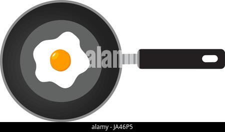 vector illustration of fried eggs on frying pan flat design Stock Vector