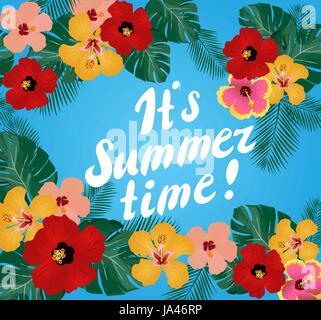vector illustration of floral tropical background summer time Stock Vector