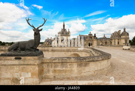 The castle of Chantilly is historical and architectural monument, France. Stock Photo