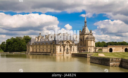 The castle of Chantilly is historical and architectural monument, France. Stock Photo