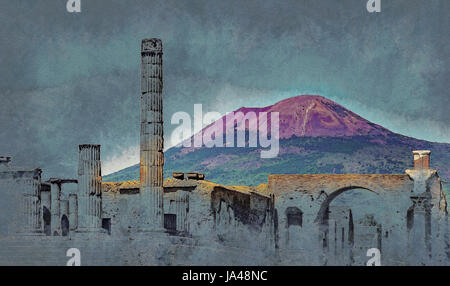 The famous antique site of Pompeii, near Naples. Stock Photo