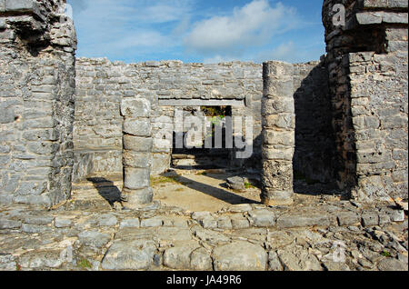 Mayan Ruins, Tulum, Quintana Roo, Mexico Stock Photo