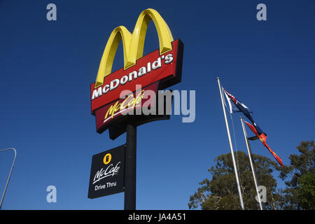 Redcliffe, Australia: McDonalds McCafe signs Stock Photo - Alamy