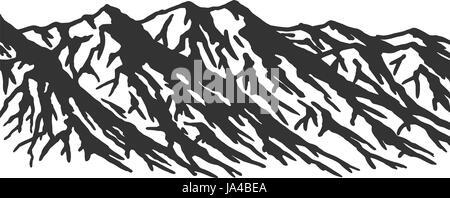 Mountain range isolated on white background Stock Vector