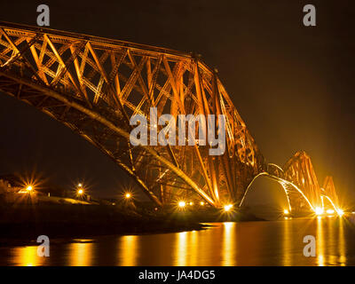 Forth Bridge at night Stock Photo