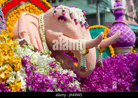 Chiang Mai Flower Festival Parade on February 6, 2016 in Chiang Mai. This year the world famous festival celebrated its 40th anniversary. Stock Photo