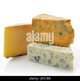 food, aliment, wedge, hard, gourmet, cheese, dairy, assortment, slice, milk Stock Photo