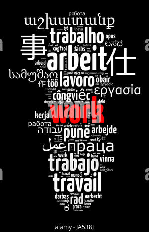 Work in different languages word cloud concept Stock Photo