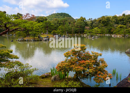 Garden of the golden pavilion, typical japanese strolling garden Stock Photo