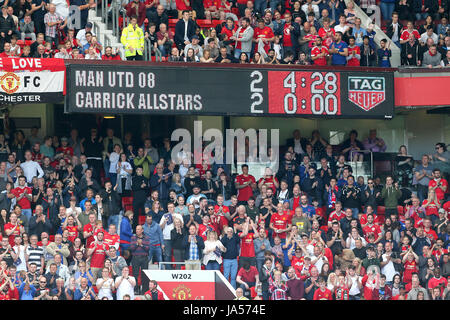 A general view of the scoreboard at full-time after Michael Carrick's Testimonial match at Old Trafford, Manchester. Stock Photo