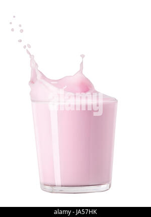 splashing strawberry milk Stock Photo