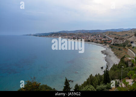 Aerial view of Bova Marina Town, a Mediterranean beach of Ionian Sea - Bova Marina, Calabria, Italy Stock Photo