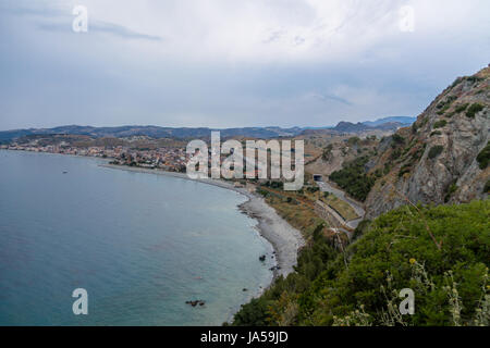 Aerial view of Bova Marina Town, a Mediterranean beach of Ionian Sea - Bova Marina, Calabria, Italy Stock Photo