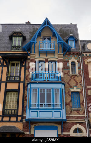 Facades of buildings in Mers Les Bains, Normandy, France Stock Photo