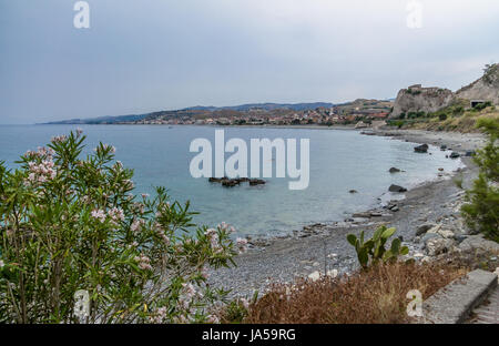 Aerial view of Bova Marina Town, a Mediterranean beach of Ionian Sea - Bova Marina, Calabria, Italy Stock Photo