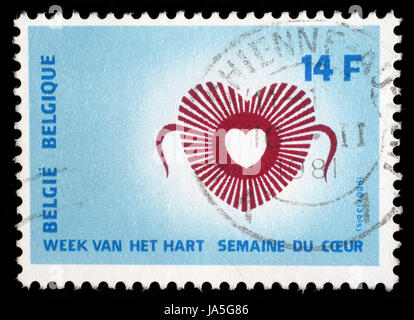 BELGIUM - CIRCA 1980: stamp printed in Belgium dedicated to week of heart, around 1980 Stock Photo