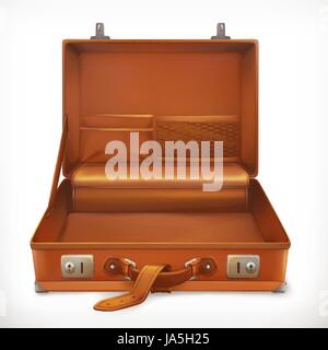 Open suitcase, 3d vector icon Stock Vector