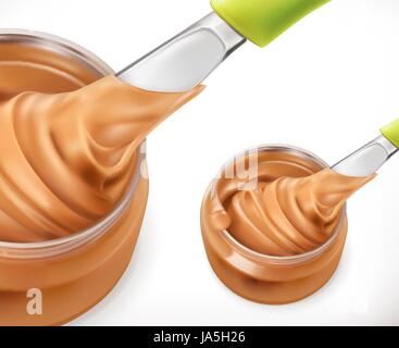 Peanut butter, 3d vector icon Stock Vector