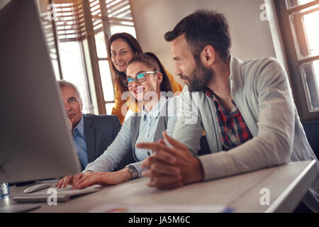 Creatives business woman leading casual meeting Stock Photo