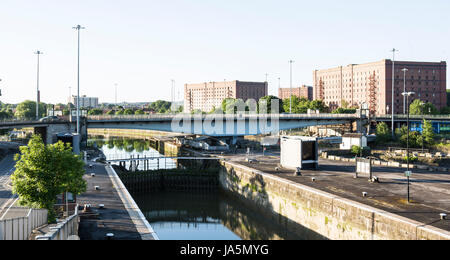 BRISTOL, UK - JUNE 3, 2017: The Plimsoll Swing Bridge Cumberland Basin Bristol England Stock Photo