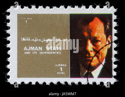 AJMAN - CIRCA 1973: stamp printed by Ajman shows Willy Brand, circa 1973 Stock Photo