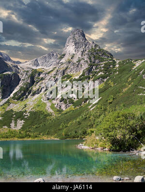 mountain lake in high tatras summer landscape Stock Photo