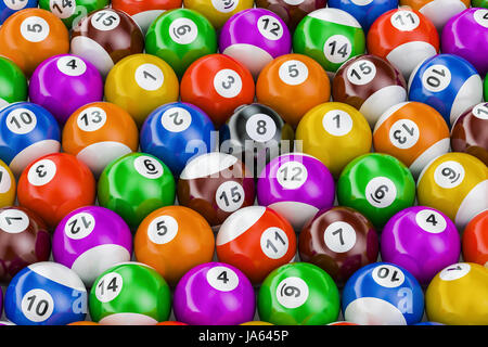 Billiard balls colorful background, 3D rendering Stock Photo