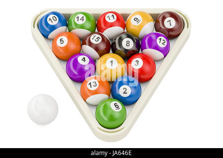 Billiard balls, 3D rendering isolated on white background Stock Photo