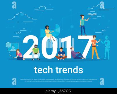 2017 tech trends concept illustration Stock Vector