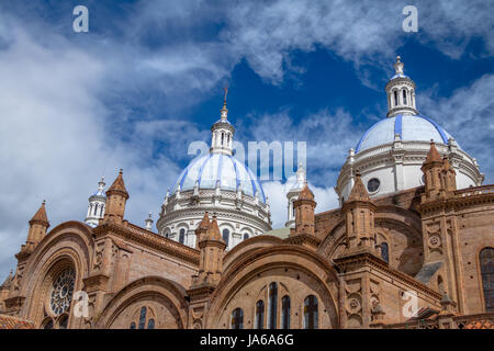 Blue Dome of Inmaculada Concepcion Cathedral - Cuenca, Ecuador Stock Photo