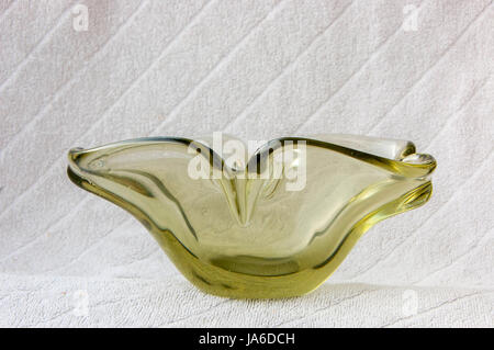 Green Murano glass bowl for fruit, produced in Italy Stock Photo