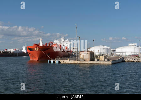 Port of Tampa Florida USA. The chemical tanker Bow Saga alongside the dock Stock Photo