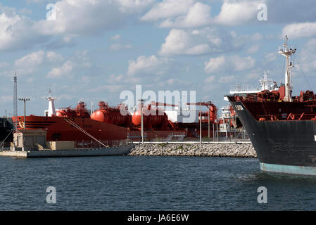 Port of Tampa Florida USA. The chemical tanker Bow Saga alongside the dock Stock Photo