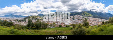 Panoramic aerial view of Quito City - Quito, Ecuador Stock Photo