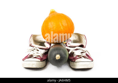 boot, still life, autumn colours, pumpkin, shoe, courgette, zucchini, boot, Stock Photo