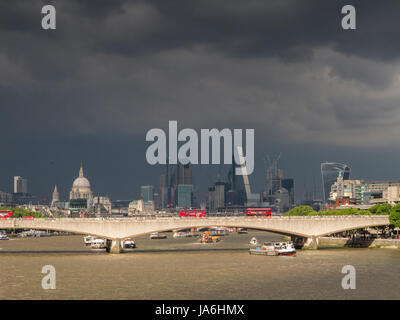 Dark, gloomy skies over the City of London Stock Photo