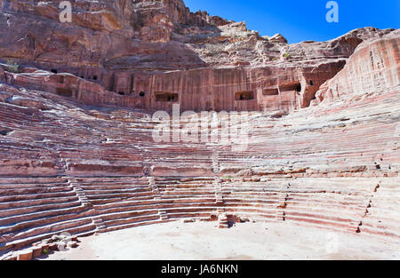 Ancient Nabatean Theater in Petra, Jordan Stock Photo