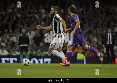 June 3rd 2017, Cardiff City Stadium, Wales; UEFA Champions League Final, Juventus FC versus Real Stock Photo