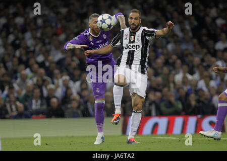 June 3rd 2017, Cardiff City Stadium, Wales; UEFA Champions League Final, Juventus FC versus Real Stock Photo