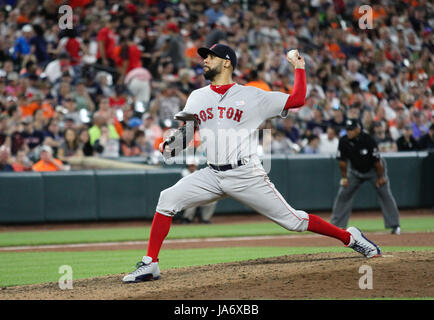 Mlb. 3rd June, 2017. Boston Red Sox relief pitcher Craig Kimbrel (46)  pitches during the Boston Red Sox vs Baltimore Orioles game at Orioles Park  in Camden Yards in Baltimore, MD. Boston